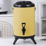 3-SOGA 4X 10L Stainless Steel Insulated Milk Tea Barrel Hot and Cold Beverage Dispenser Container with Faucet Yellow