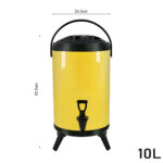 5-SOGA 4X 10L Stainless Steel Insulated Milk Tea Barrel Hot and Cold Beverage Dispenser Container with Faucet Yellow