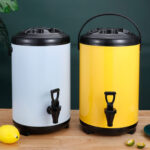 7-SOGA 4X 10L Stainless Steel Insulated Milk Tea Barrel Hot and Cold Beverage Dispenser Container with Faucet Yellow