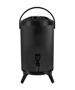 1-SOGA 12L Stainless Steel Insulated Milk Tea Barrel Hot and Cold Beverage Dispenser Container with Faucet Black