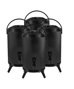 1-SOGA 4X 12L Stainless Steel Insulated Milk Tea Barrel Hot and Cold Beverage Dispenser Container with Faucet Black