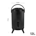 5-SOGA 4X 12L Stainless Steel Insulated Milk Tea Barrel Hot and Cold Beverage Dispenser Container with Faucet Black