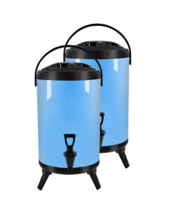 1-SOGA 2X 12L Stainless Steel Insulated Milk Tea Barrel Hot and Cold Beverage Dispenser Container with Faucet Blue
