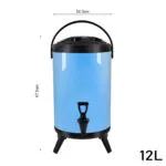 5-SOGA 2X 12L Stainless Steel Insulated Milk Tea Barrel Hot and Cold Beverage Dispenser Container with Faucet Blue