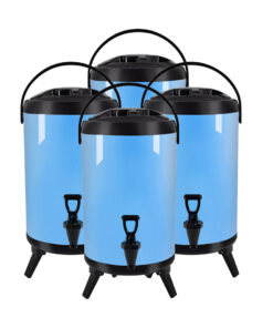 1-SOGA 4X 12L Stainless Steel Insulated Milk Tea Barrel Hot and Cold Beverage Dispenser Container with Faucet Blue