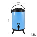 5-SOGA 4X 12L Stainless Steel Insulated Milk Tea Barrel Hot and Cold Beverage Dispenser Container with Faucet Blue