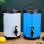 7-SOGA 4X 12L Stainless Steel Insulated Milk Tea Barrel Hot and Cold Beverage Dispenser Container with Faucet Blue