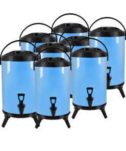 1-SOGA 8X 12L Stainless Steel Insulated Milk Tea Barrel Hot and Cold Beverage Dispenser Container with Faucet Blue