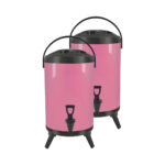 1-SOGA 2X 12L Stainless Steel Insulated Milk Tea Barrel Hot and Cold Beverage Dispenser Container with Faucet Pink