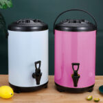 7-SOGA 2X 12L Stainless Steel Insulated Milk Tea Barrel Hot and Cold Beverage Dispenser Container with Faucet Pink