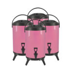 1-SOGA 4X 12L Stainless Steel Insulated Milk Tea Barrel Hot and Cold Beverage Dispenser Container with Faucet Pink