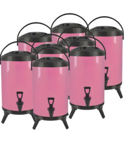 1-SOGA 8X 12L Stainless Steel Insulated Milk Tea Barrel Hot and Cold Beverage Dispenser Container with Faucet Pink