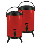 1-SOGA 2X 12L Stainless Steel Insulated Milk Tea Barrel Hot and Cold Beverage Dispenser Container with Faucet Red