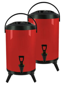 1-SOGA 2X 12L Stainless Steel Insulated Milk Tea Barrel Hot and Cold Beverage Dispenser Container with Faucet Red