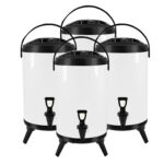 1-SOGA 4X 12L Stainless Steel Insulated Milk Tea Barrel Hot and Cold Beverage Dispenser Container with Faucet White