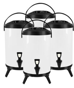 1-SOGA 4X 12L Stainless Steel Insulated Milk Tea Barrel Hot and Cold Beverage Dispenser Container with Faucet White