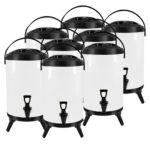 1-SOGA 8X 12L Stainless Steel Insulated Milk Tea Barrel Hot and Cold Beverage Dispenser Container with Faucet White