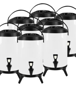 1-SOGA 8X 12L Stainless Steel Insulated Milk Tea Barrel Hot and Cold Beverage Dispenser Container with Faucet White