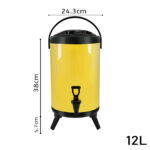 2-SOGA 4X 12L Stainless Steel Insulated Milk Tea Barrel Hot and Cold Beverage Dispenser Container with Faucet Yellow