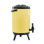 4-SOGA 4X 12L Stainless Steel Insulated Milk Tea Barrel Hot and Cold Beverage Dispenser Container with Faucet Yellow