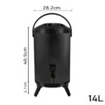2-SOGA 14L Stainless Steel Insulated Milk Tea Barrel Hot and Cold Beverage Dispenser Container with Faucet Black