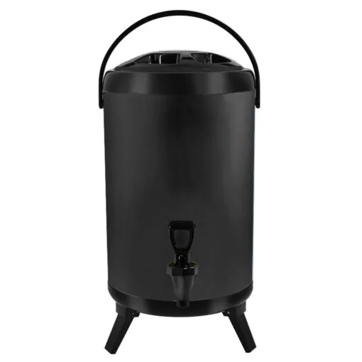 1-SOGA 14L Stainless Steel Insulated Milk Tea Barrel Hot and Cold Beverage Dispenser Container with Faucet Black