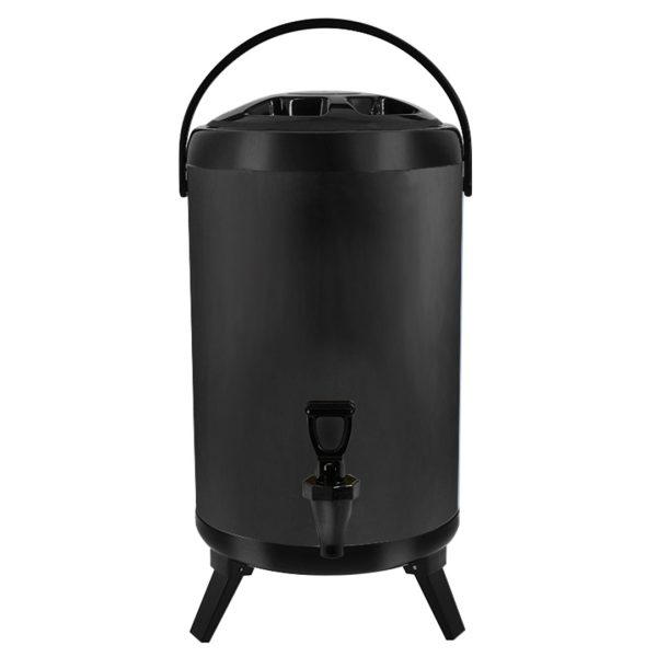 1-SOGA 14L Stainless Steel Insulated Milk Tea Barrel Hot and Cold Beverage Dispenser Container with Faucet Black