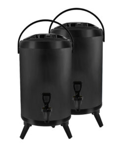 1-SOGA 2X 14L Stainless Steel Insulated Milk Tea Barrel Hot and Cold Beverage Dispenser Container with Faucet Black