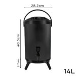 2-SOGA 4X 14L Stainless Steel Insulated Milk Tea Barrel Hot and Cold Beverage Dispenser Container with Faucet Black