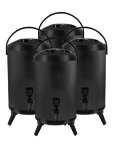 1-SOGA 4X 14L Stainless Steel Insulated Milk Tea Barrel Hot and Cold Beverage Dispenser Container with Faucet Black