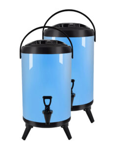 1-SOGA 2X 14L Stainless Steel Insulated Milk Tea Barrel Hot and Cold Beverage Dispenser Container with Faucet Blue