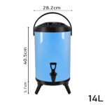 2-SOGA 4X 14L Stainless Steel Insulated Milk Tea Barrel Hot and Cold Beverage Dispenser Container with Faucet Blue