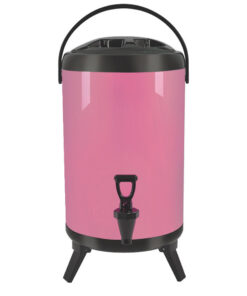 1-SOGA 14L Stainless Steel Insulated Milk Tea Barrel Hot and Cold Beverage Dispenser Container with Faucet Pink