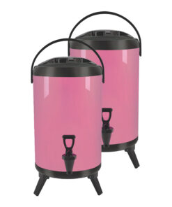 1-SOGA 2X 14L Stainless Steel Insulated Milk Tea Barrel Hot and Cold Beverage Dispenser Container with Faucet Pink