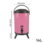 2-SOGA 4X 14L Stainless Steel Insulated Milk Tea Barrel Hot and Cold Beverage Dispenser Container with Faucet Pink