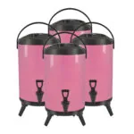 1-SOGA 4X 14L Stainless Steel Insulated Milk Tea Barrel Hot and Cold Beverage Dispenser Container with Faucet Pink