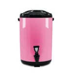 3-SOGA 4X 14L Stainless Steel Insulated Milk Tea Barrel Hot and Cold Beverage Dispenser Container with Faucet Pink