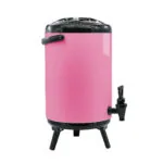 4-SOGA 4X 14L Stainless Steel Insulated Milk Tea Barrel Hot and Cold Beverage Dispenser Container with Faucet Pink