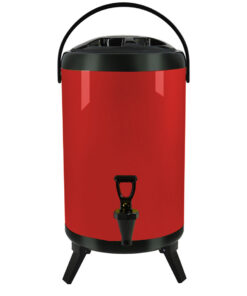 1-SOGA 14L Stainless Steel Insulated Milk Tea Barrel Hot and Cold Beverage Dispenser Container with Faucet Red