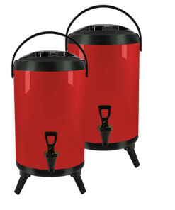 1-SOGA 2X 14L Stainless Steel Insulated Milk Tea Barrel Hot and Cold Beverage Dispenser Container with Faucet Red