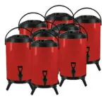 1-SOGA 8X 14L Stainless Steel Insulated Milk Tea Barrel Hot and Cold Beverage Dispenser Container with Faucet Red