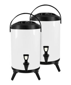 1-SOGA 2X 14L Stainless Steel Insulated Milk Tea Barrel Hot and Cold Beverage Dispenser Container with Faucet White