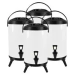 1-SOGA 4X 14L Stainless Steel Insulated Milk Tea Barrel Hot and Cold Beverage Dispenser Container with Faucet White