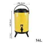 2-SOGA 14L Stainless Steel Insulated Milk Tea Barrel Hot and Cold Beverage Dispenser Container with Faucet Yellow