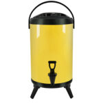 1-SOGA 14L Stainless Steel Insulated Milk Tea Barrel Hot and Cold Beverage Dispenser Container with Faucet Yellow