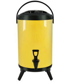 1-SOGA 14L Stainless Steel Insulated Milk Tea Barrel Hot and Cold Beverage Dispenser Container with Faucet Yellow