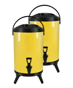 1-SOGA 2X 14L Stainless Steel Insulated Milk Tea Barrel Hot and Cold Beverage Dispenser Container with Faucet Yellow