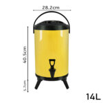 2-SOGA 4X 14L Stainless Steel Insulated Milk Tea Barrel Hot and Cold Beverage Dispenser Container with Faucet Yellow