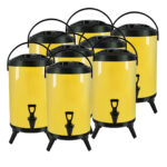 1-SOGA 8X 14L Stainless Steel Insulated Milk Tea Barrel Hot and Cold Beverage Dispenser Container with Faucet Yellow