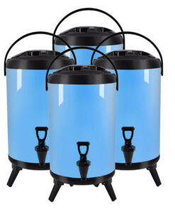 1-SOGA 4X 16L Stainless Steel Insulated Milk Tea Barrel Hot and Cold Beverage Dispenser Container with Faucet Blue